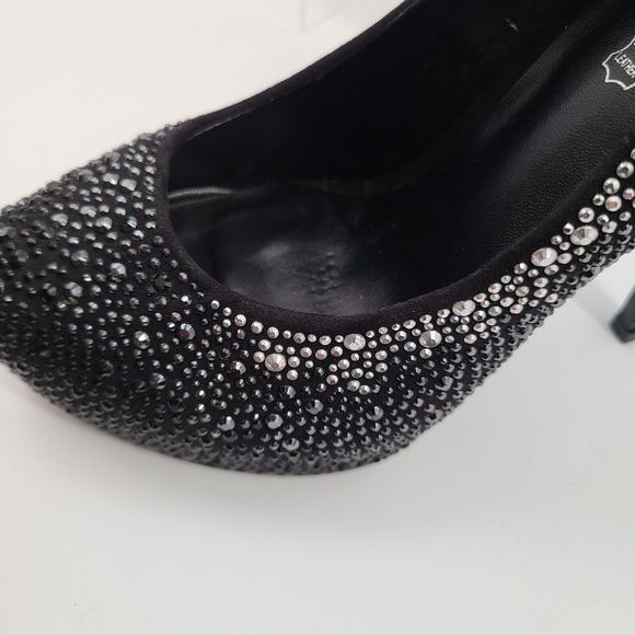 Aldo Black Satin & Rhinestone Stiletto Platform Pumps Size 9 - Picture 7 of 10